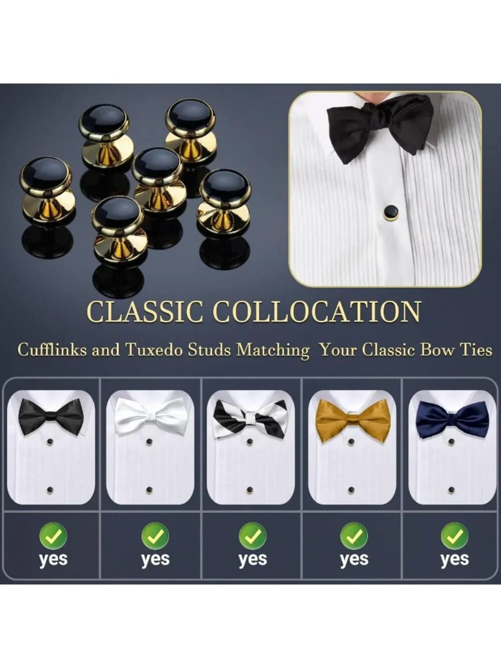 Elegant Men's Cufflinks & Tuxedo Studs Set with Gift Box - Perfect for Weddings